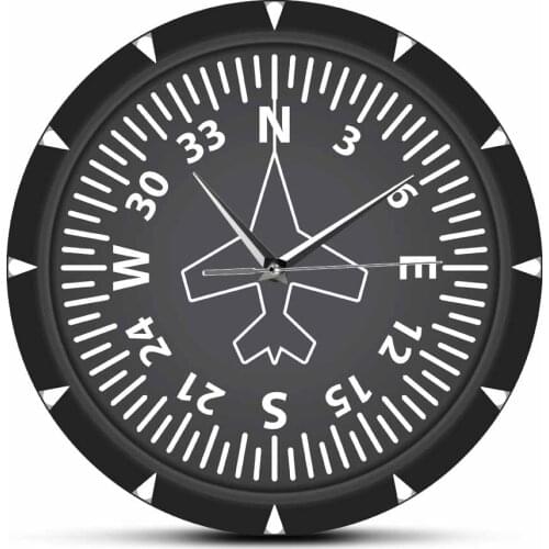 Directional Gyro Compass Flight Instrument Modern Wall Clock Airplane Pilot ART Airplane Home Decor Wall Watch Silent Swept