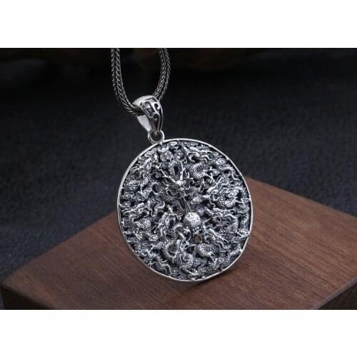 925 Sterling Silver multi- dragon Mens Biker Pendant Charm jewelry gift A4238