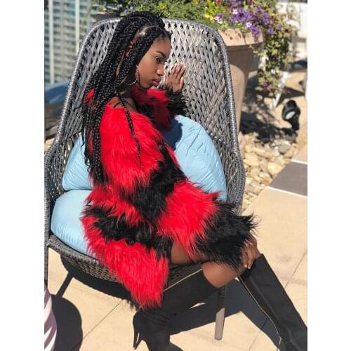 RoRoDox Faux Fur Coat Winter Women Long Hairy Furry Fake fur Overcoat Oversized Loose Fluffy Outerwear