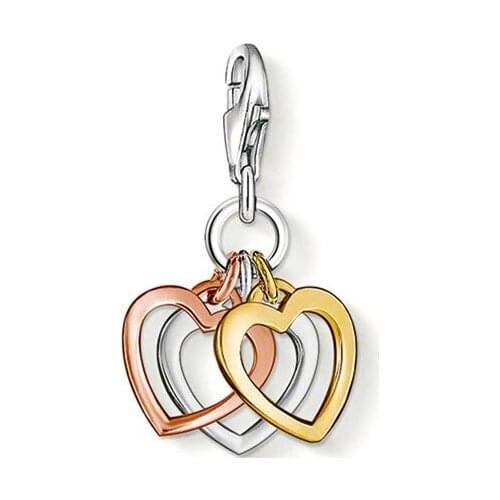 PT1358 Pendant Fashion Three Colors Heart Silver Plated Charm For Women Romantic Gift - Style Charm Ts925 silver-plated original