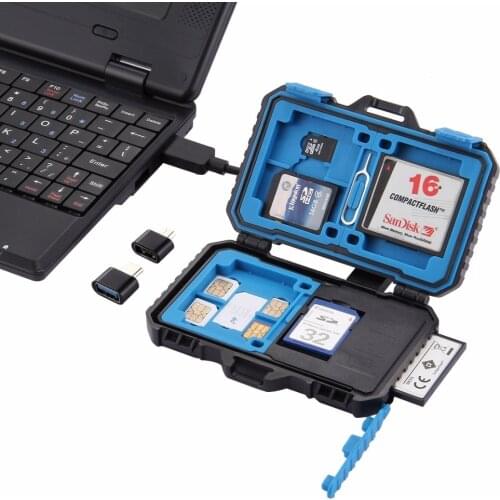 PULUZ Card Reader + 22 in 1 Memory Card Case for 1Standard SIM + 2Micro-SIM + 2Nano-SIM + 3CF + 7SD + 6TF + 1CARD PIN