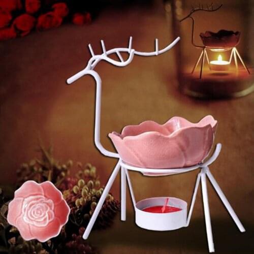Rose Deer Essential Oil Furnace Iron Art Aroma SPA Burner Fragrance Good Mood Candle Holder Ornaments for Friend Gift Home Decor