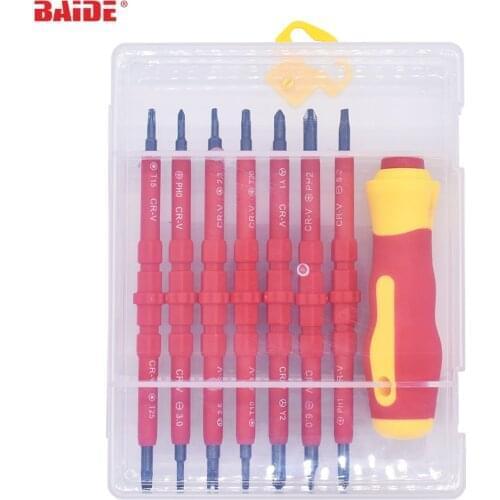 With Retail Box Red 8 in 1 Safety Insulating Screw Driver Insulated Screwdriver Kit PH0 Ph1 T10 T15 Y2 Trilateral Hot Sale