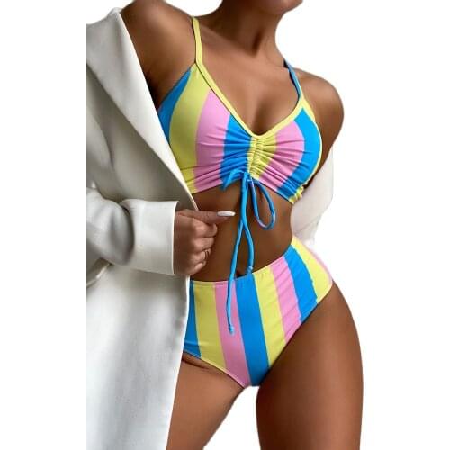 Sexy Bikinis Women Push Up Swimsuits Candy Color Biquini High Waist Bikini Set 2021 Summer New