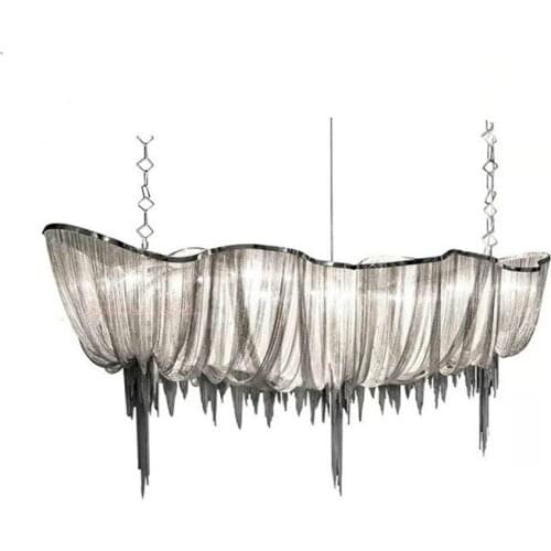 Modern Chain Cloth Shaped Art Pendant Lights Engineering Design Luxury Aluminum Chain LED Pendant Lamp For Indoor Decor