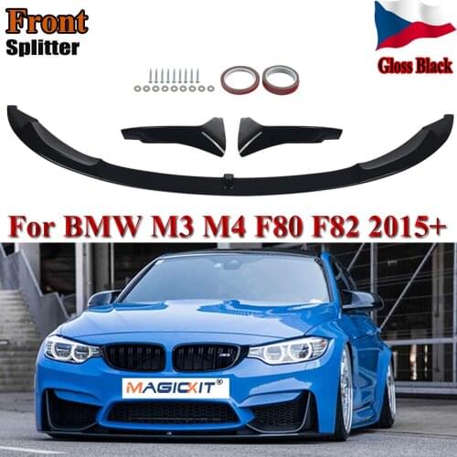 MagicKit FOR BMW M3 M4 F80 F82 2015+ CS CLUB SPORT STYLE FRONT LIP SPLITTER GLOSS BLACK