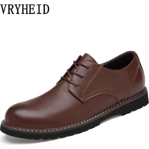 VRYHEID Big Size 36-48 Genuine Leather Men Shoes Fashion Waterproof Oxford Shoes Man Breathable British Style Flats Casual Shoes