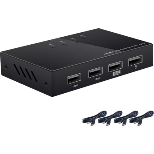 CPDD USB Switch 4 Computers PC Sharing One Monitor 4 Port VGA KVM Switch HUB Selector 1080P for Keyboard Mouse Printer