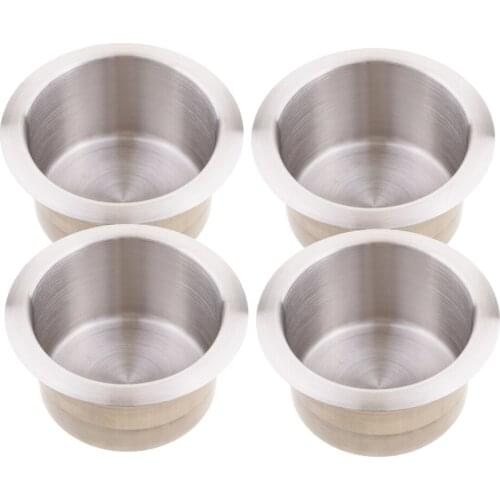 4 Pieces Stainless Steel Recessed Cup Drink Holders for Marine Boat Yacht RV Camper Truck - 85x55mm (3.35x2.17 inches)