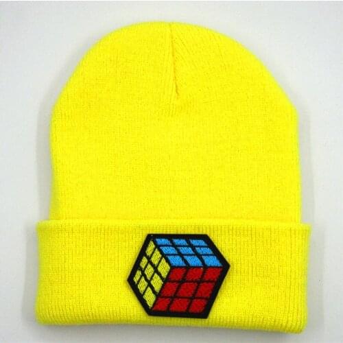 Cotton Cube embroidery Thicken knitted hat winter warm hat Skullies cap beanie hat for men and women 194
