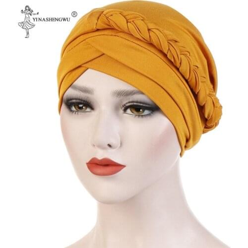 Women Head Scarf New Fashion Style Turban Braid Hijab Turbans Stretchy Muslim Headscarf Bonnet African Hat Ready To Wear Hijabs