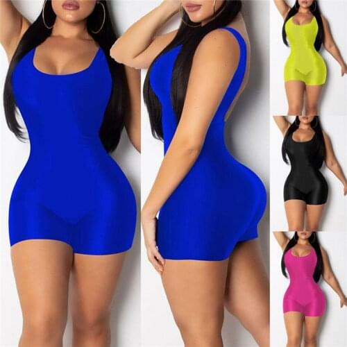 2020 Women Jumpsuit And Romper for Women Sexy Skinny Solid Sleeveless Short Playsuits Summer Casual Sport Shorts