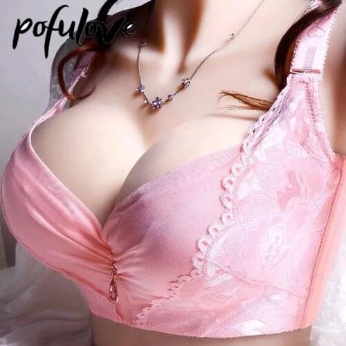 Sexy Push Up Bra Plus Size Bra 38-46 B C D Womens Lingerie Lace Front Seamless Bras Crop Top Fashion Bralette Bracier De Mujer
