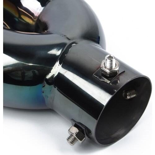1pc Car Exhaust Pipe Dual Outlet 63mm 2.5in Universal Black Stainless Steel Inlet Rear Muffler Wrench Styling Accessory