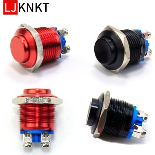 10/5pcs Round Shape 16/19mm high head Self-reset Momentary Metal Push Button Switch