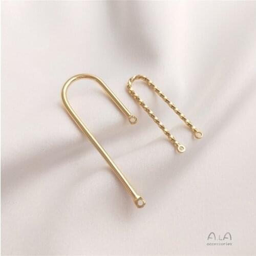 14K Gold Filled Diy accessories U shaped double hole connecting rod double hanging earring tassel pendant material