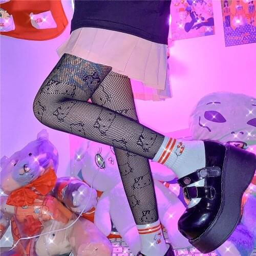 2021 Kawaii Socks For Women Thigh High Fishnet Stockings Over Knee Socks Cute Cat Lolita sexy stockings Pantyhose G Tights