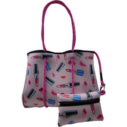 2021 Neoprene Bag Waterproof Womens Becah Bag Neoprene Tote Large Capacity Multipuple Color Silicon Beach Tote For Summer