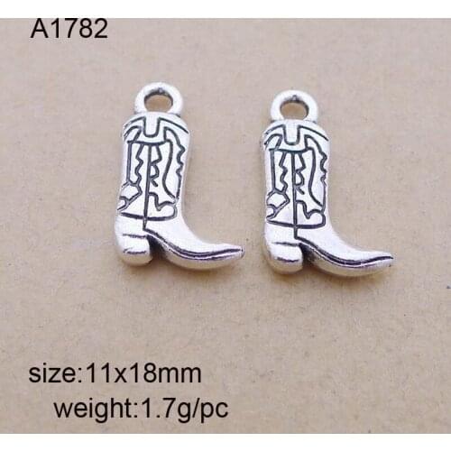 25 pieces/lot 11x18mm Antique Silver Metal Alloy Lovely Boots Charms Pendant Charms