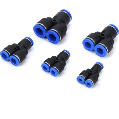 4mm 6mm 8mm 10mm 12mm 14mm 16mm Hose Tube Equal Union Y Type One Touch Air Pneumatic Push In Pipe Fitting Quick Connector