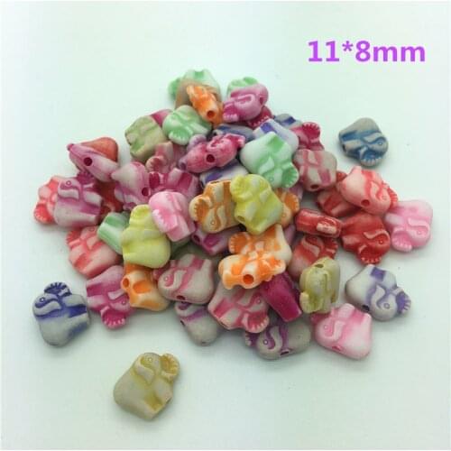 50pcs 11*8mm Elephant Mixed Colors Acrylic Perforation Beads DIY Jewelry Making Earrings Necklace Bracelet Accessories #No-19