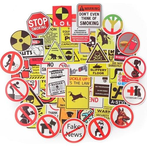 TD ZW 50pcs/lot Creative Funny Warning Slogan Stickers Danger Keep Out No Smoking For Car Motorcycle Luggage Suitcase Decal