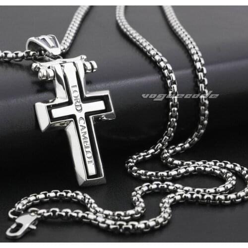 925 Sterling Silver Huge Rotatable Cross Mens Biker Rock Punk Pendant 8Q027