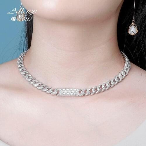 ALLICEONYOU 9mm Miami Cuban Chains Choker Necklace Iced Out Micro Pave Cubic Zirconia Hip Hop Punk Fashion Jewelry For Gift
