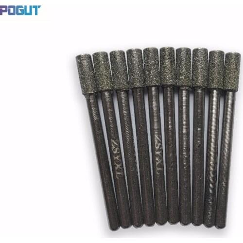 Length 45mm 4mm Diamond Cylindrical Burs Set DREMEL 3mm Shank Rotary Tool Drill Bit for grinding jade, stone, marble, glass