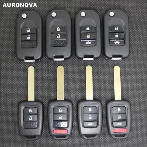 AURONOVA New Upgrade Folding Key Shell for Honda Vezel Civic City Jazz Hrv Xrv Greiz Gienia Fit HON66 Blade Remote Car Key Case