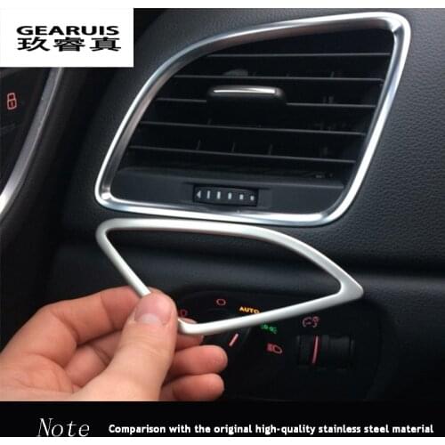 Car air conditioning vent decorative frame cover trim dashboard air outlet strip Stainless steel stickers for Audi Q3 2013-2017