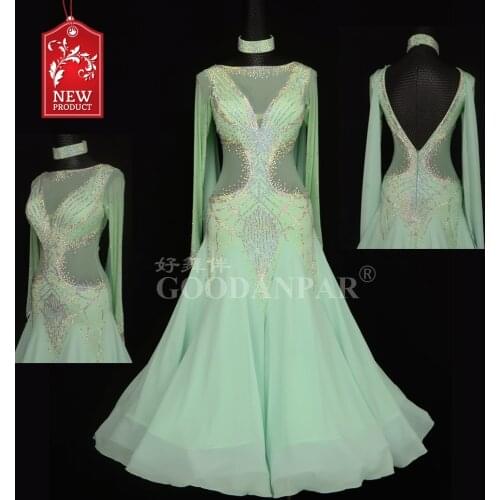 Ballroom Standard dance dress competition dance clothing ballroom waltz dresses Ballroom Dance Dress mint green smooth dress