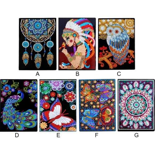 50 Pages 5D DIY Diamond Painting Embroidery Notebook for Kids Adults Students Home School Office Stationery Supplies A5 Size