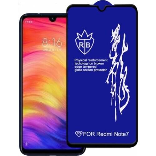 Bonaier New Full Glue Tempered Glass Film for Xiaomi Redmi Note 7 Pro Redmi Note 7 Black Screen Protector+Clear glass as Gifts