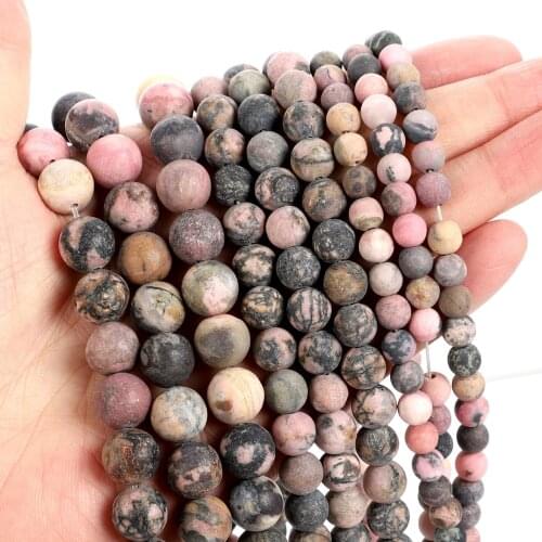 Natural Stone Beads Fotsted Black Line Red Lines Charm Round Loose Beads for Jewelry Making Needlework Bracelet DIY 4-12 MM