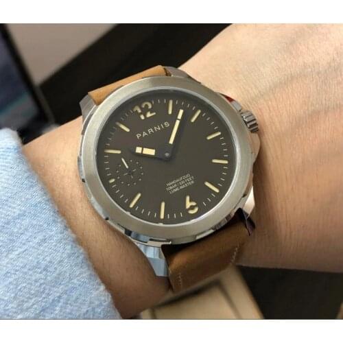 Sapphire crystal 44mm Light coffee color dial Asian 6498 17 jewels Mechanical Hand Wind movement luminous mens watch p186-pp8