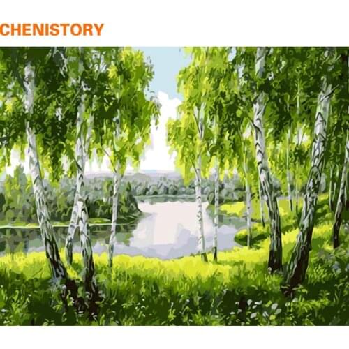 CHENISTORY Green Trees DIY Painting By Numbers Kits Modern Wall Art Canvas Painting Unique Gift For Home Wall Art Decor 40x50cm