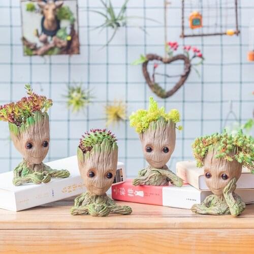 Baby Groot Flower Pot Flower Pot Planter Figurines Tree Man Cute Groot Model Toy Pen Pot Garden Planter Flower Pot Gift for Kids