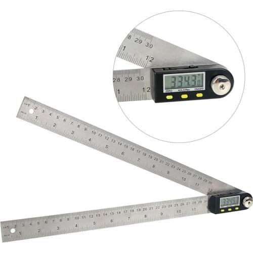 DIYWORK Digital Angle Ruler Stainless Steel Inclinometer Goniometer Electronic Angle Gauge 30cm 12" 360 Degree Protractor
