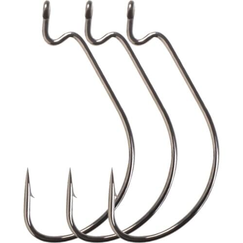 FISH KIN 50pcs/lot Fishing Soft Worm Hooks High Carbon Steel Wide Super Lock Fishhooks Lure Softjerk Hooks 2#-5/0 Fishing Tackle