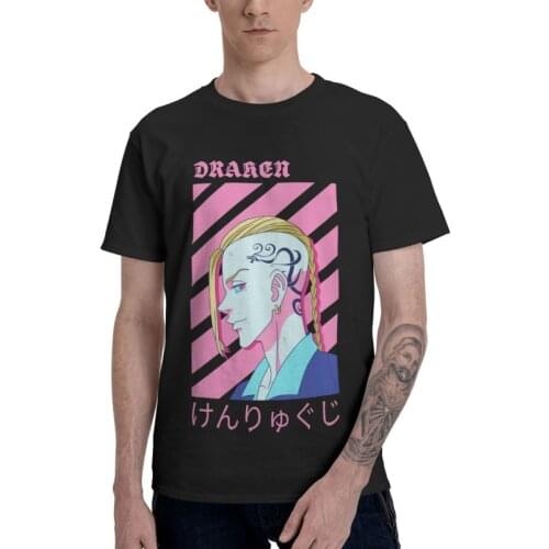 Japanese Anime Tokyo Revengers Tshirts Men Fashion Tee Tops 100% Cotton T Shirts Short Sleeve Ken Ryuguji Draken T-shirt Gift