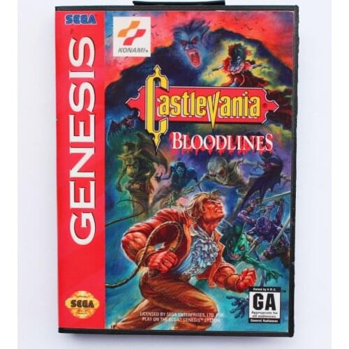 Castlevania Bloodlines Game Cartridge 16 bit MD Game Card With Retail Box For Sega Mega Drive