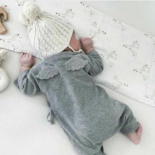 ImCute 2020 Spring New Born Baby Clothes Baby Girl Boy Clothes Bebes Set Bebe Angel Wings Romper For Baby Children Sets 0-2 Year