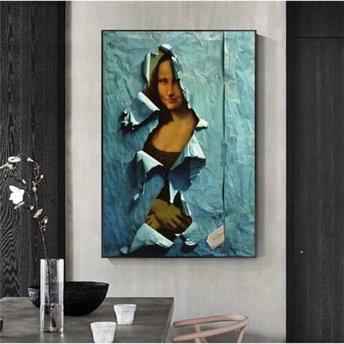 Spoof The Famous Mona Lisa Canvas Painting Abstract Characters Wall Art Posters and Prints Cuadros Art Pictures Home Decoration