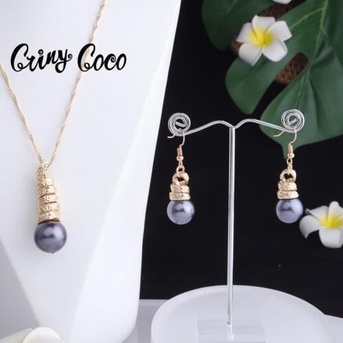 Cring Coco Wholesale Necklace Set Women Colorful Pearl Jewellery 2021Trend Hawaiian Jewelry Sets Accesories for Women Jewelry