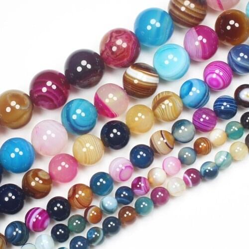 MultiColor Stripe Agate 4-16mm Round Loose Beads 15inch ,DIY Jewelry Making ! We provide mixed wholesale for all items