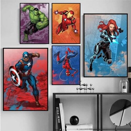 Marvel Avengers Captain America Spider-Man Canvas Paintings Iron Man Posters Prints Wall Art Picture for Living Room Home Decor