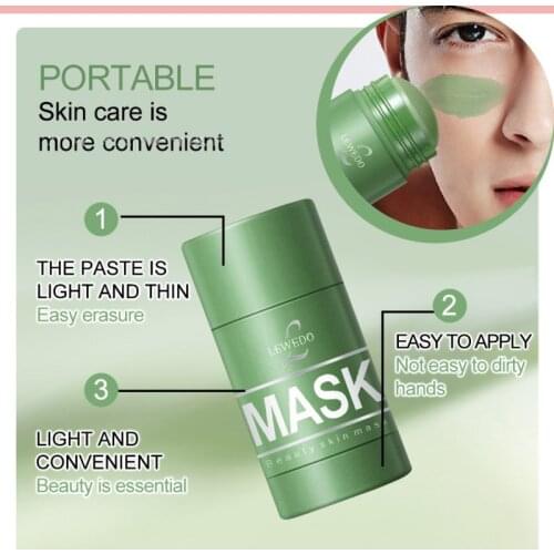Lewedo Green Tea Oil Control Moisturizing Cleaning Mask Reduce Blackheads Anti-Acne Purifying Clay Stick Solid Face Care Mask
