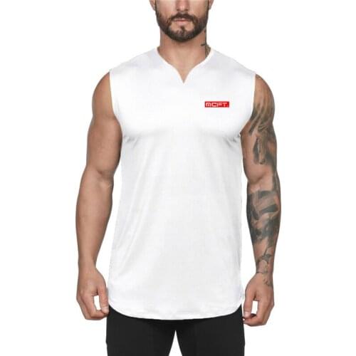 New Mens Gym Workout Breathable Tank Top Training Running Clothing Bodybuilding Fitness Singlets Sports Sleeveless V-Neck Vest