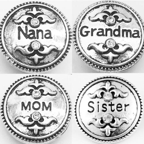 NF7128 NANA Grandma MOM Aunt sister 18mm metal snap button for snap jewelry OEM ,ODM